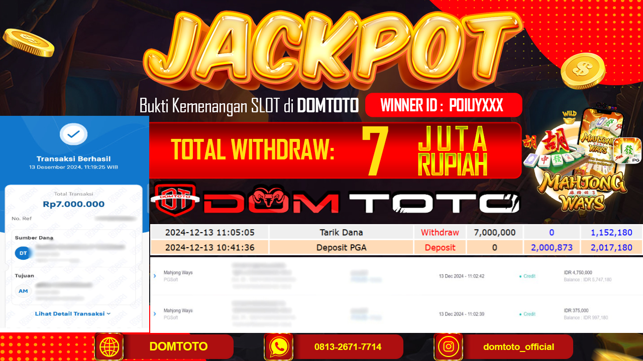 JACKPOT SLOT MAHJONG WAYS 13 DESEMBER 2024 